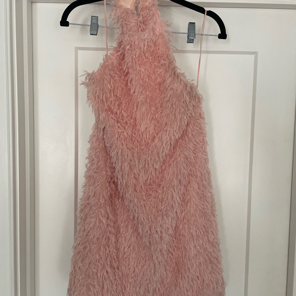 Pink Feather Halter Zara Dress
